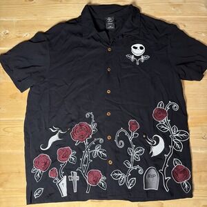 The Nightmare Before Christmas Embroidered Jack Skellington Zero Button Shirt L